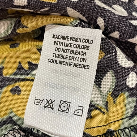 US TOGETHER NWT Puff Sleeve Shirred Sweetheart Midi Dress Floral Blk/Grn/Yel XL - Picture 11 of 11